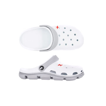 SANDÁLE CLOGS W WHITE/GREY