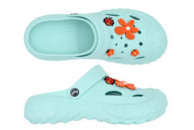 SANDÁLE CLOGS W LIGHT BLUE/FLOWER